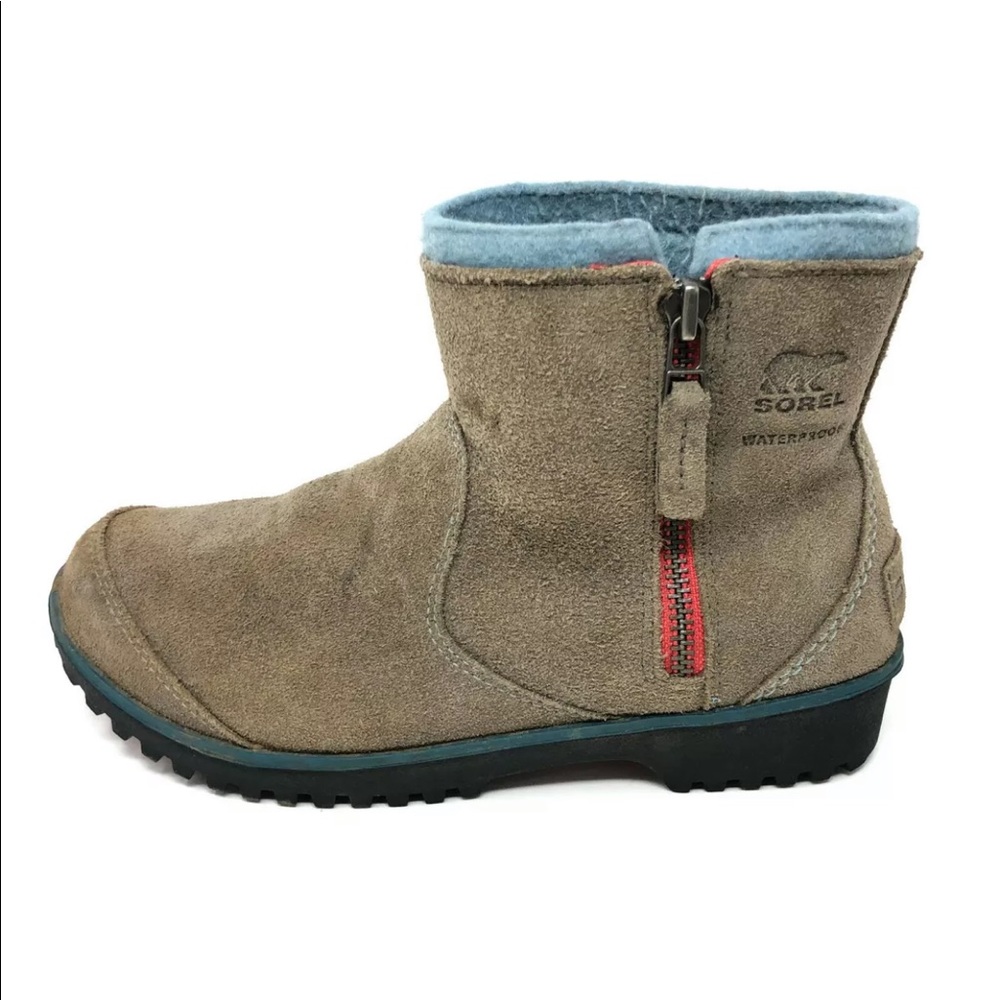 Sorel MEADOW ZIP Beige Suede Winter Boots Flat 8